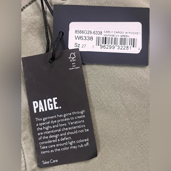 *NWT* PAIGE Carly With Cargo Pockets - Vintage Ivy Green - Picture 6 of 8